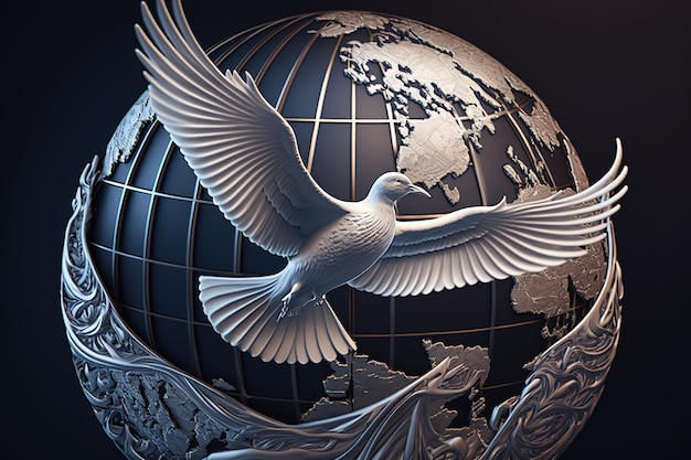 Dove of peace on a globe of peace