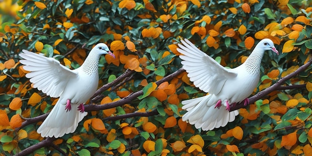 A dove and a pigeon are flying in the air.