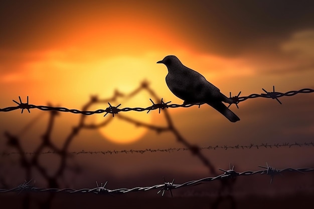 夕暮れ時の鳩