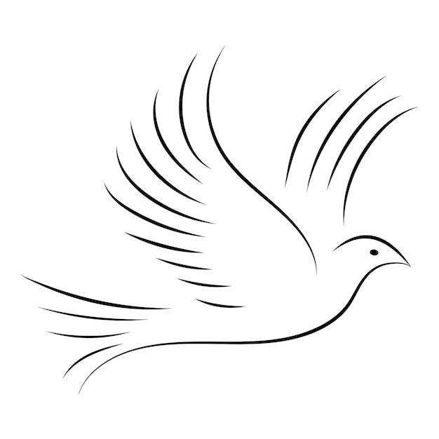 Photo dove symbol peace on the planet hand drawn strokes soaring bird logo