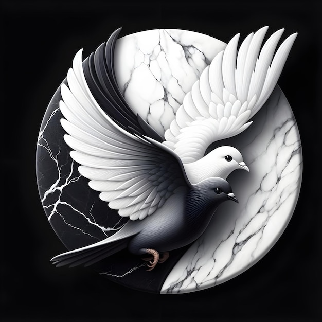 Photo dove white black background vector marble ai generator