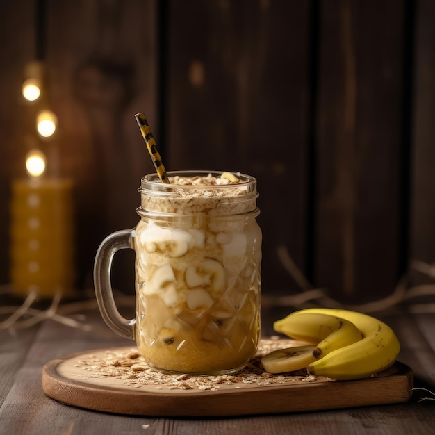 Dovish cocktail met banaan en havermout Illustratie AI generatief