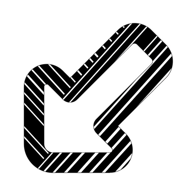 down left icon black white diagonal lines