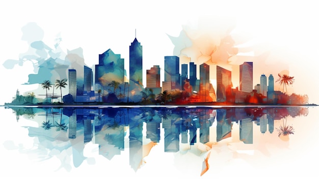 Download free vector featuring miami city skyline AI generated image