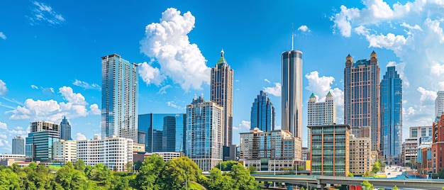 Downtown Atlanta Skyline showing several prominent buildings anda view of the sky