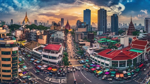 Downtown and business district in bangkok thailand