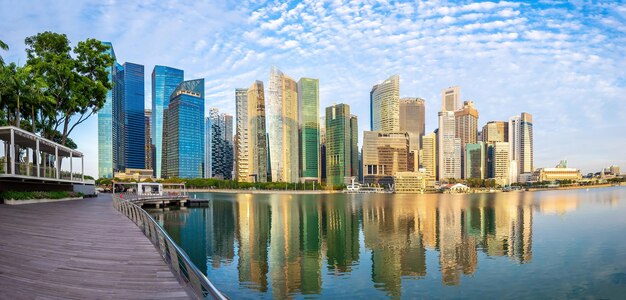 Downtown city skyline at the marina bay cityscape of Singapore