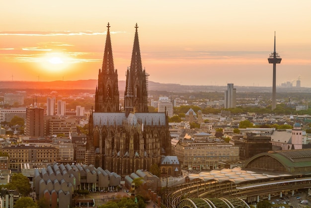 Downtown Cologne city skyline cityscape of Germany