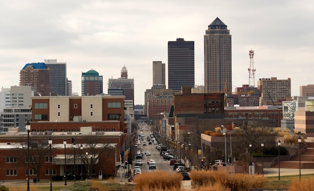 Downtown Des Moines Iowa Midwest Big City Main Street