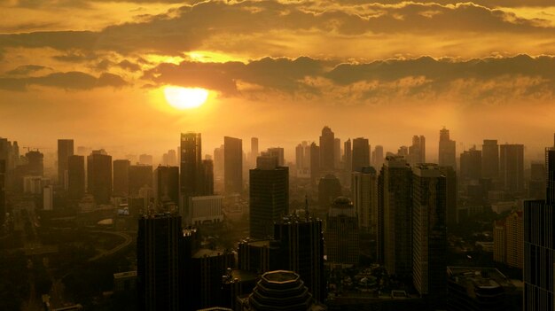 Photo downtown jakarta at sunset time