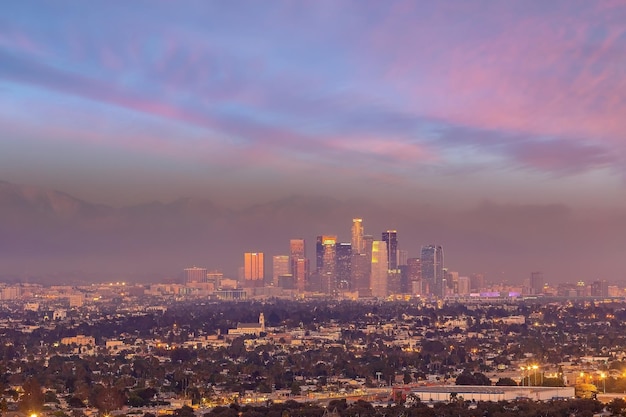 Downtown Los Angeles city skyline cityscape of LA