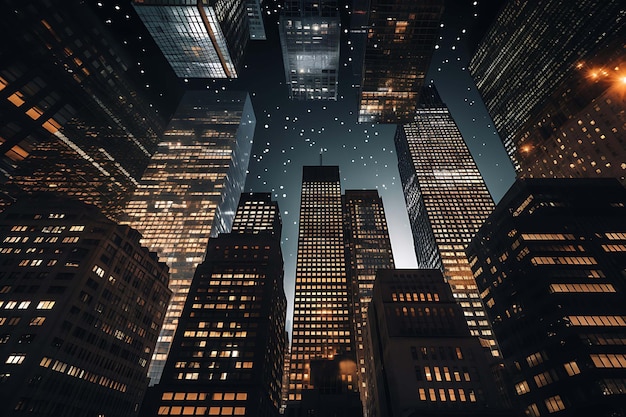 Downtown Skyscrapers at Night