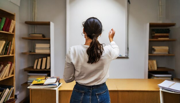 공부실에 있는 사람의 아래쪽 관점은 다시 주의력 연습을 연습하는 것으로 바뀌었습니다.