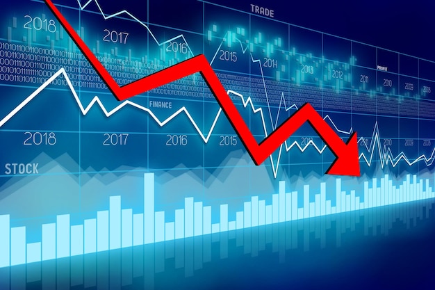 Downwards arrow recession crisis concept