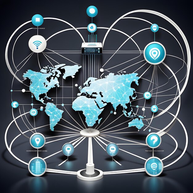 Foto draadloos netwerk snelle internetverbinding diagram technologie connectiviteitglobal ai generatief