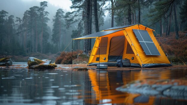 Draagbare zonnepanelen voor het opladen van apparaten tijdens kampeerreizen met een vaste kleur achtergrond 4k ultra hd