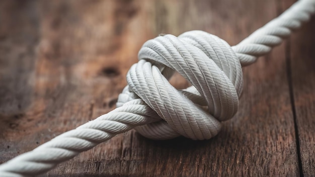 Draai een sterk wit touw en maak een knoop.
