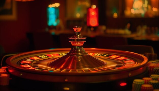 Draaiende roulettewielchips geluk riskeren succes gegenereerd door AI