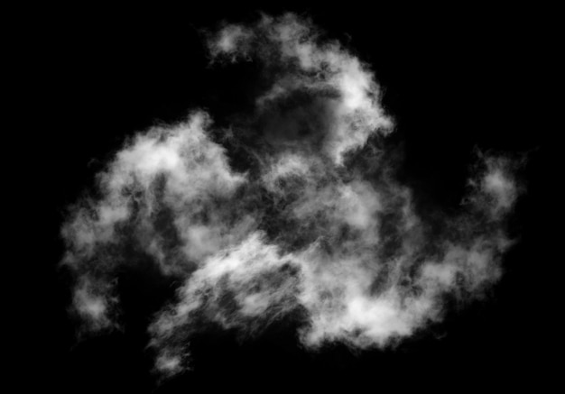 Draakvormige wolk geïsoleerd op zwarte achtergrond