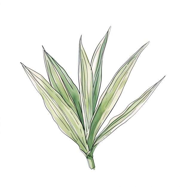 Dracaena leave of the plants in watercolor style Handawn illustration