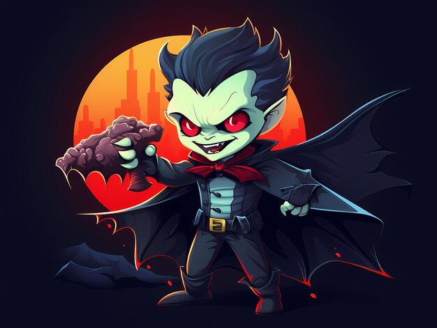 Dracula met Bat Vector kleurrijke cartoon illustratie
