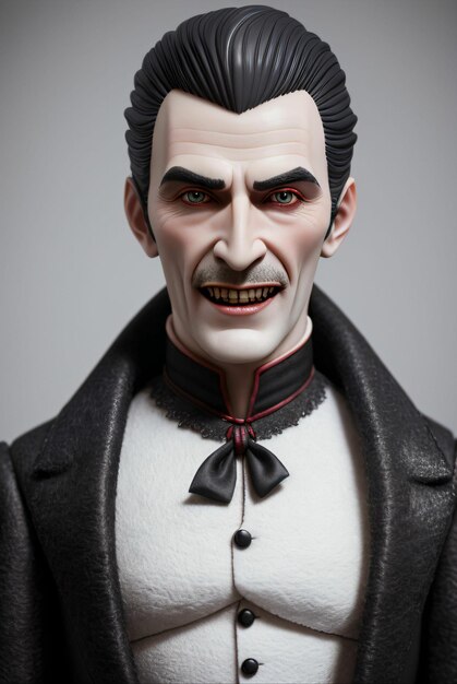 Dracula's bust made of felt and clay