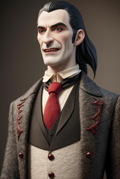 Dracula's bust made of felt and clay