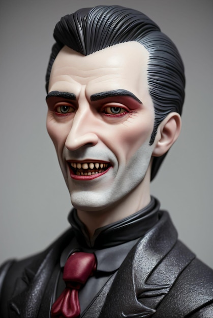 Photo dracula's bust made of felt and clay