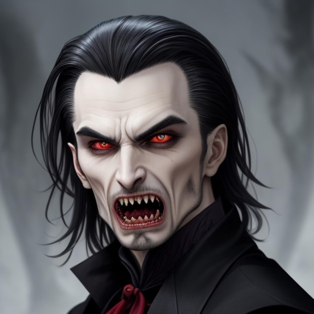 Foto dracula con i suoi grandi denti .