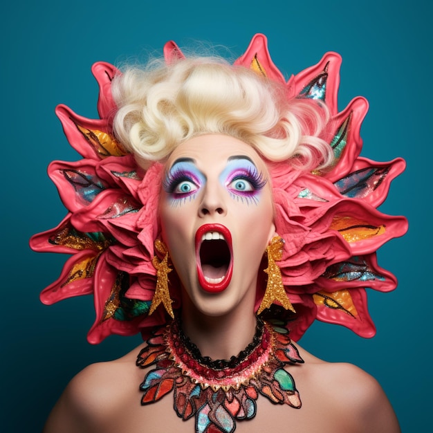 Photo a drag queen screams in surprise photography ai generated art