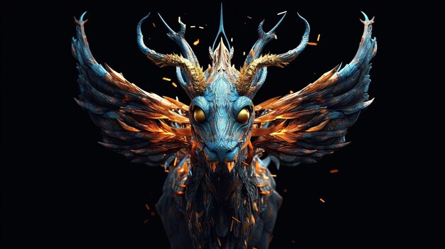 Photo dragon 3d model illustration fantasy animals