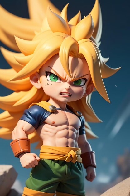 Photo dragon ball super saiyan yellow hair boy japanese cartoon anime character hand made toy model