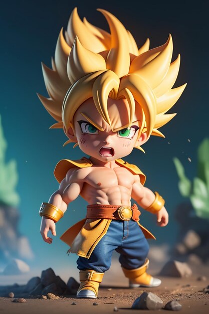 Dragon ball super saiyan yellow hair boy japanese cartoon anime character hand made toy model