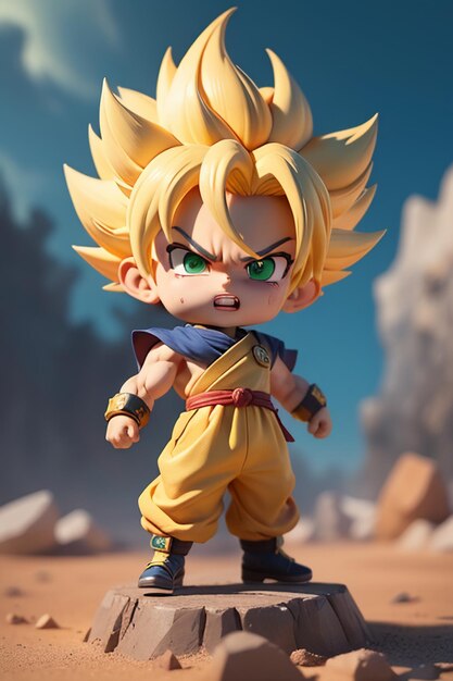 Dragon ball super saiyan yellow hair boy japanese cartoon anime character hand made toy model