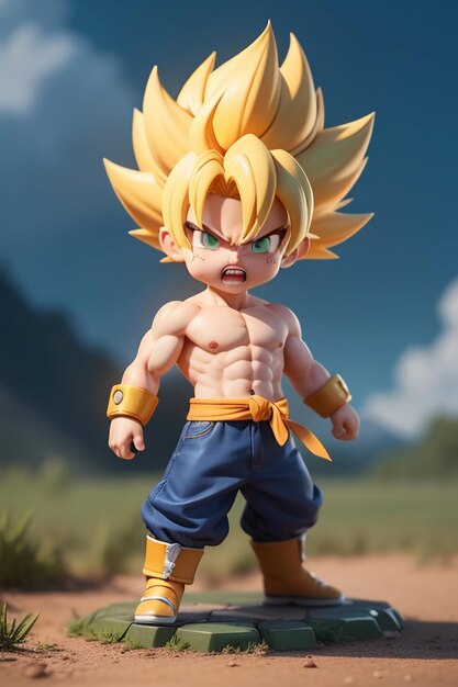 Dragon ball super saiyan yellow hair boy japanese cartoon anime character hand made toy model