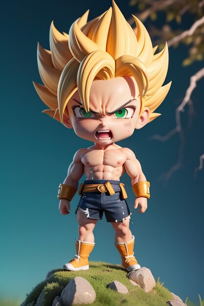 Dragon ball super saiyan yellow hair boy japanese cartoon anime character hand made toy model