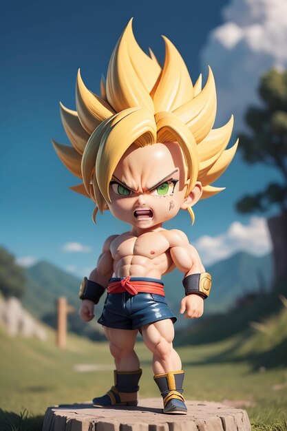 Dragon ball super saiyan yellow hair boy japanese cartoon anime character hand made toy model