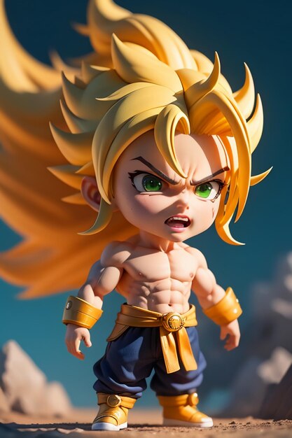 Dragon ball super saiyan yellow hair boy japanese cartoon anime character hand made toy model