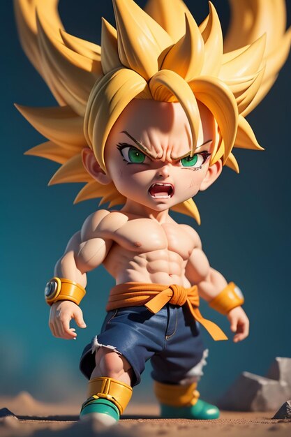 Dragon ball super saiyan yellow hair boy japanese cartoon anime character hand made toy model