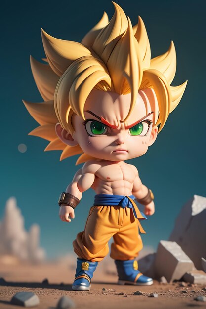 Dragon ball super saiyan yellow hair boy japanese cartoon anime character hand made toy model