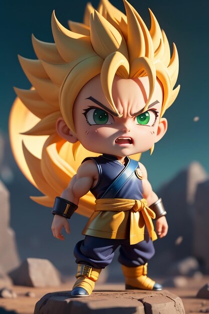 Dragon ball super saiyan yellow hair boy japanese cartoon anime character hand made toy model