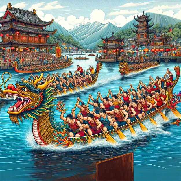 Dragon Boat Festival Achtergrond Social Media Post Viering Dragon Boat Festival