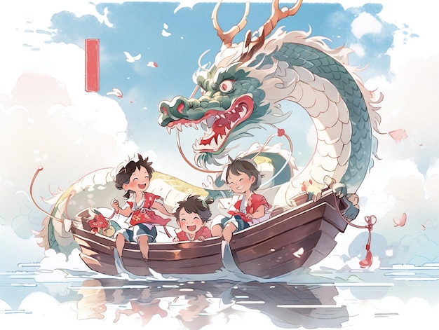 dragon boat festival traditional festival activity illustration