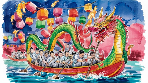 a dragon boat with a dragon on it and the word  kk  on the front