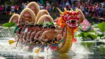 Photo a dragon boat with the number 3 on it