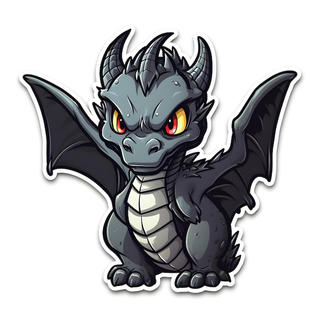 Dragon cartoon sticker on white background illustration for your design AI Generative