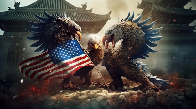 中国の龍と米国の鷲 生成AI