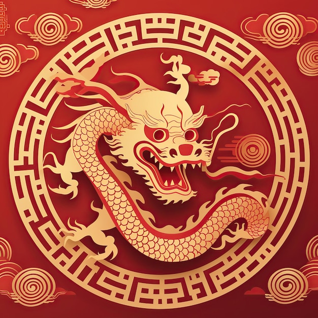 Dragon Chinees Nieuwjaar achtergrond AI gegenereerd