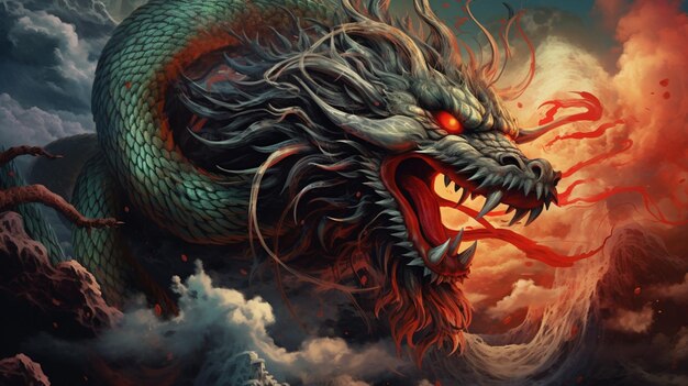 Photo dragon chinese background