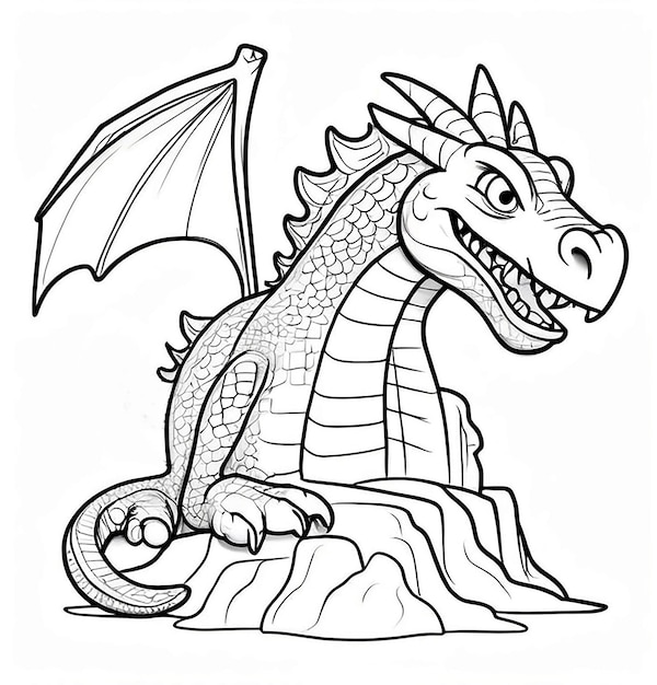 Photo dragon coloring page generative ai